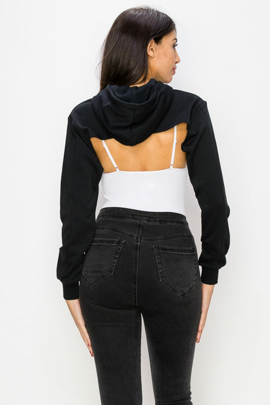 Bolero Hoodie Top Black