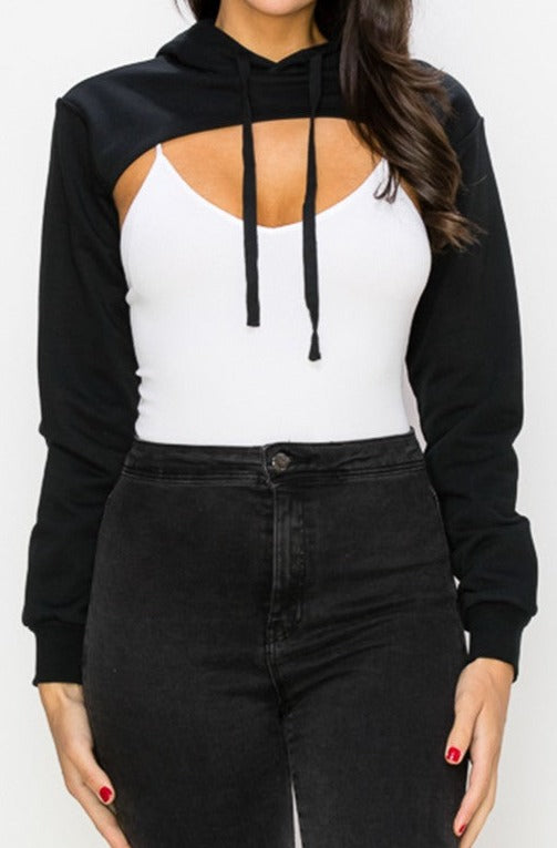 Bolero Hoodie Top Black