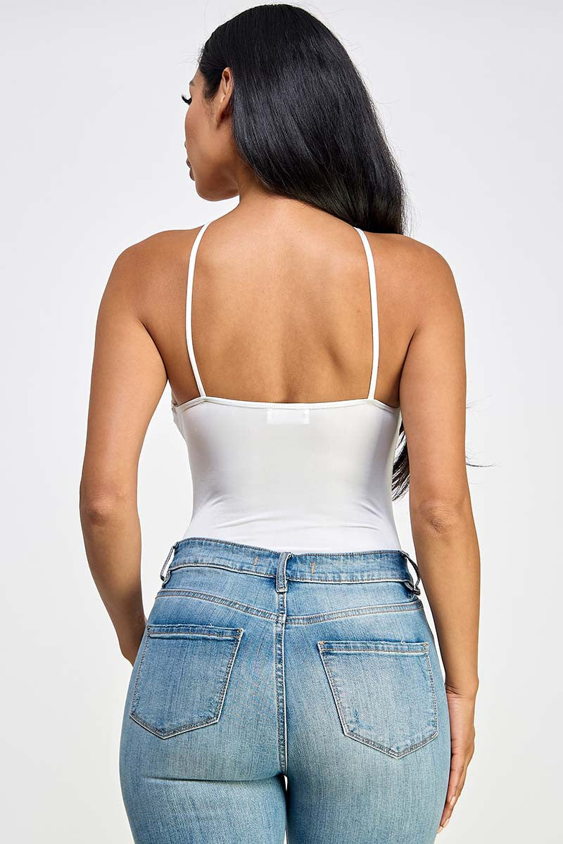 White Rose Cross Halter Bodysuit