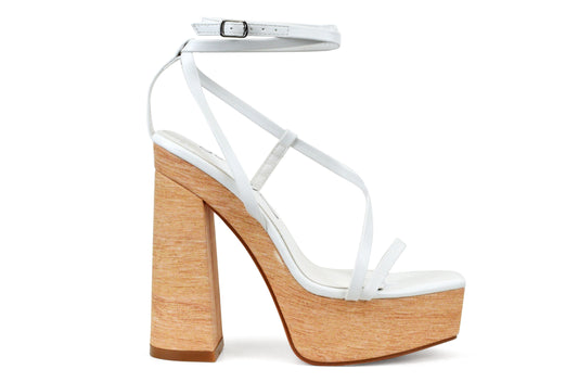 White Chunk Heel Platform Heels