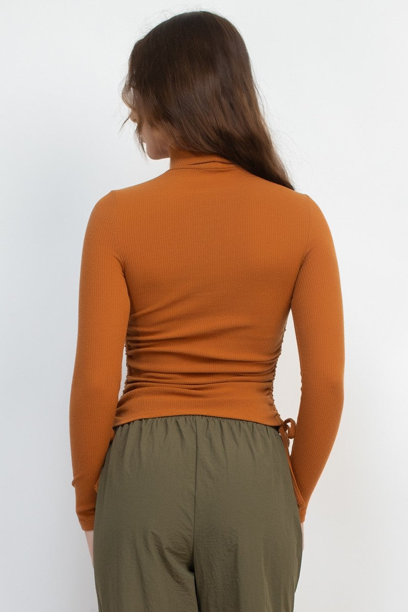Soft Turtle Neck Shirring Top