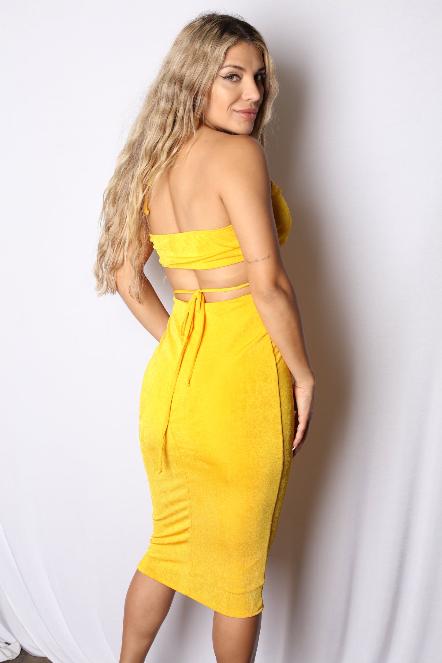 Orange Cutout Midi Dress