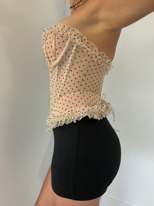 Polka Dot Structured Corset Top