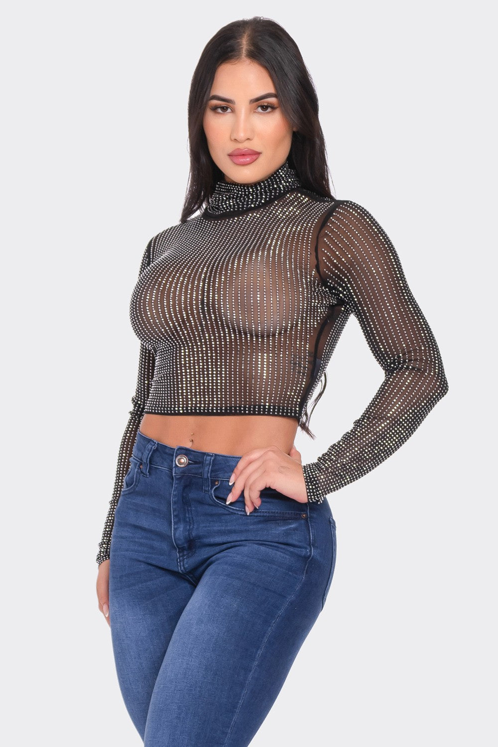 Diamond Sheer Long Sleeve Top
