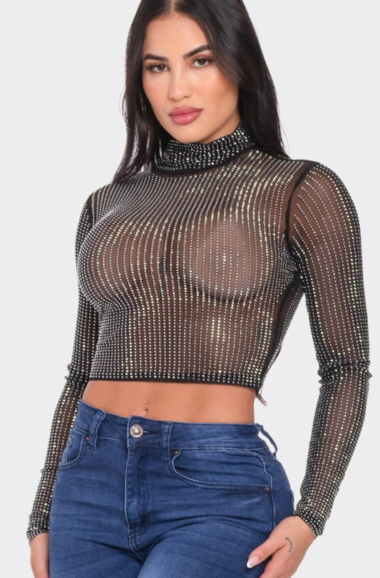 Diamond Sheer Long Sleeve Top