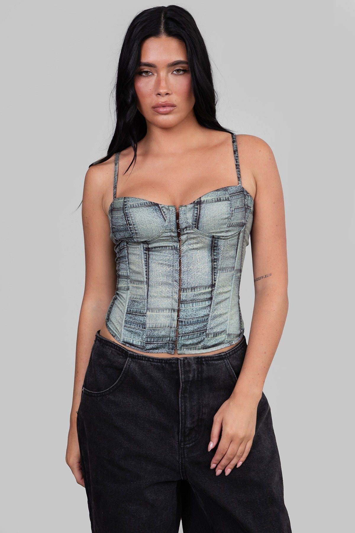 Peachskin Clipped Printed Corset Top