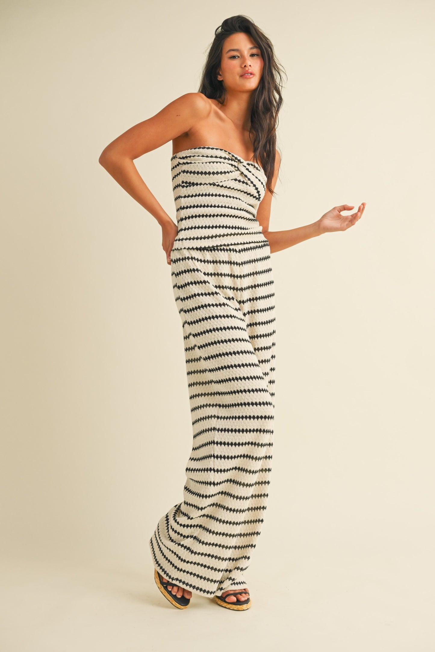Textured Stripe Tube + Pant Set
