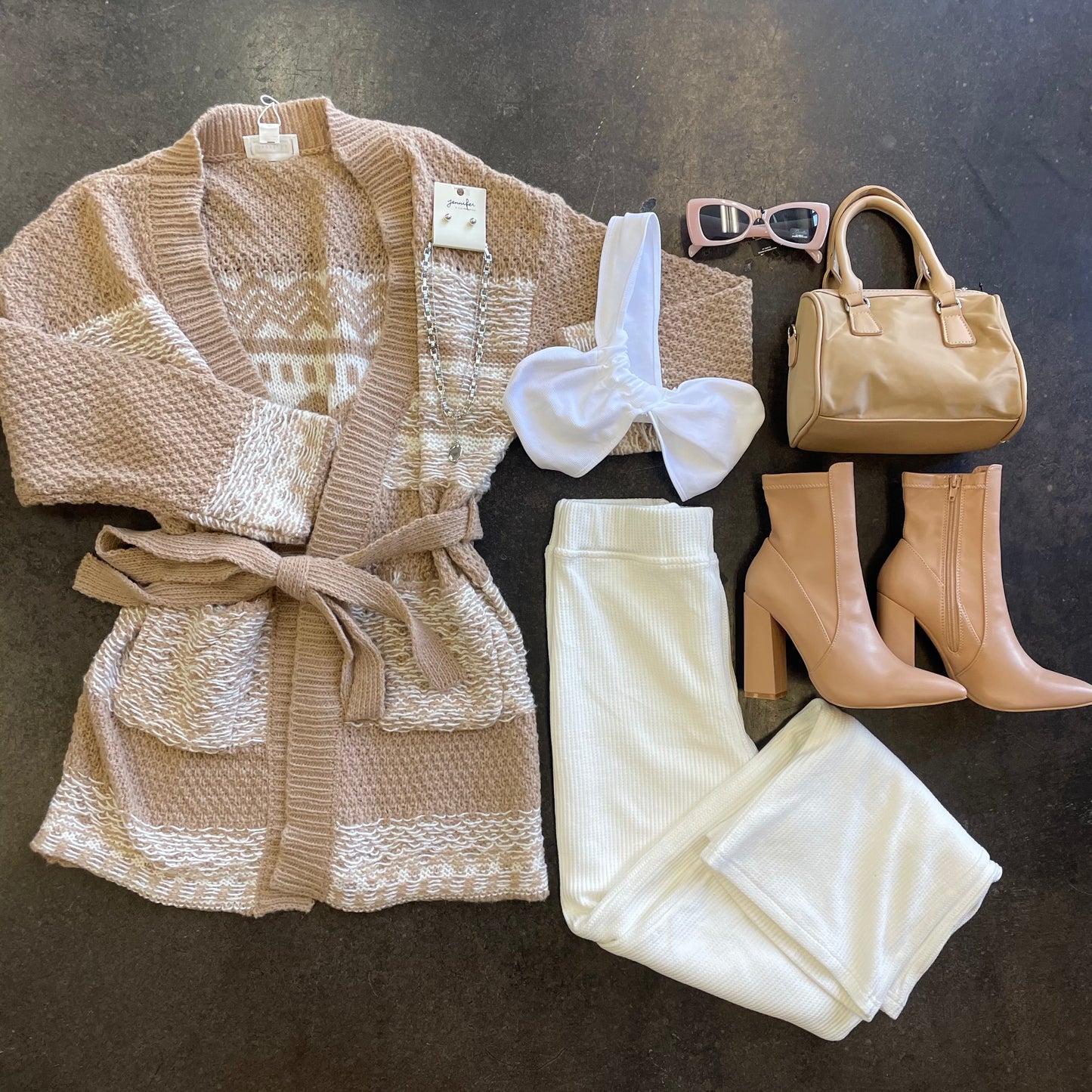 Knit Belted Cardigan Mocha