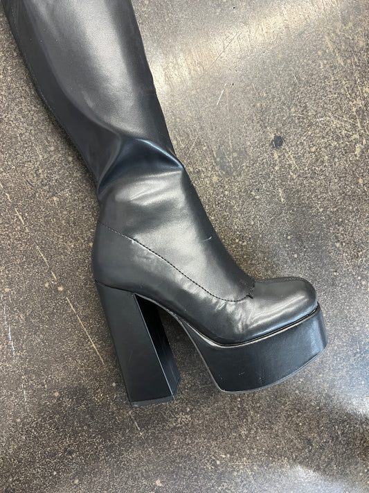 Platform Thigh High Boots Black