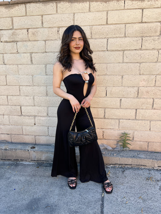 Snake Tube Jumpsuit Black