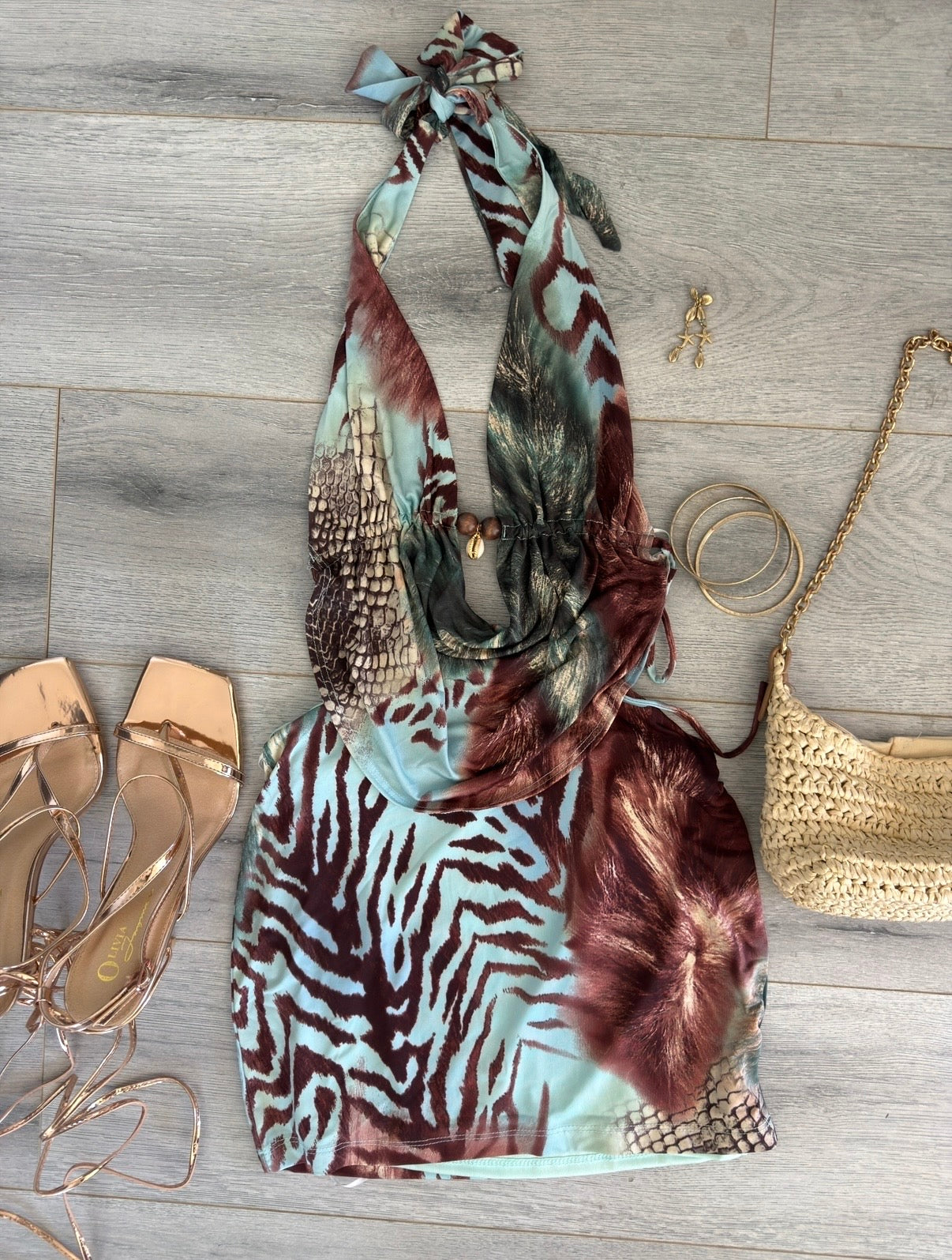 Cowl Neck Printed Dress