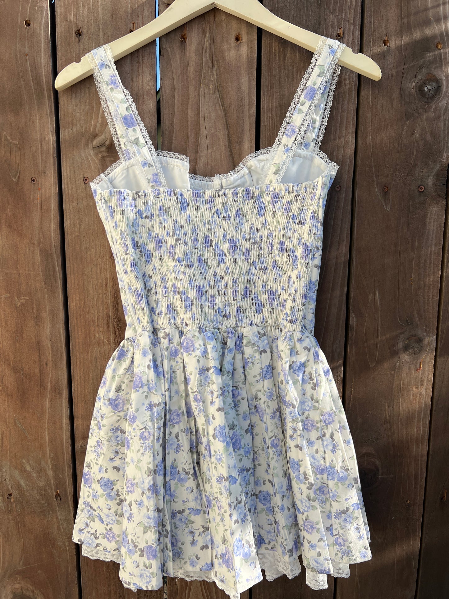 Baby Doll Corset Floral Dress Blue