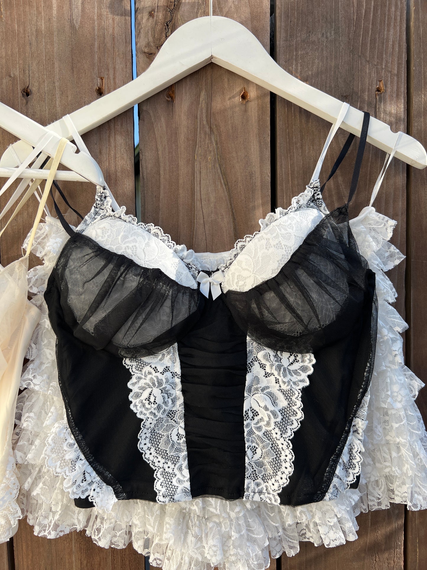Lace/Mesh Contrast Top