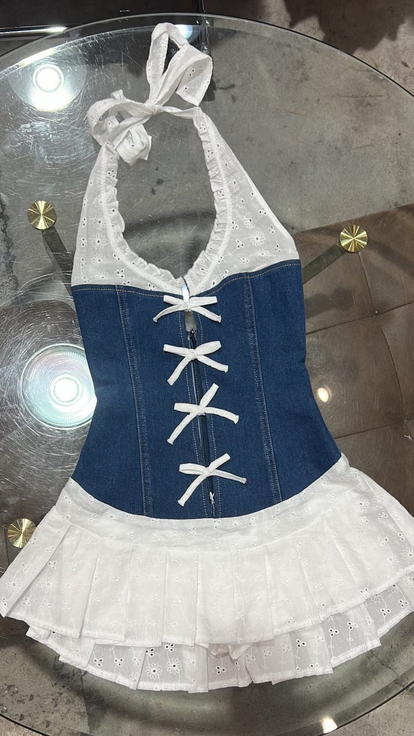 Denim Contrast Mini Dress