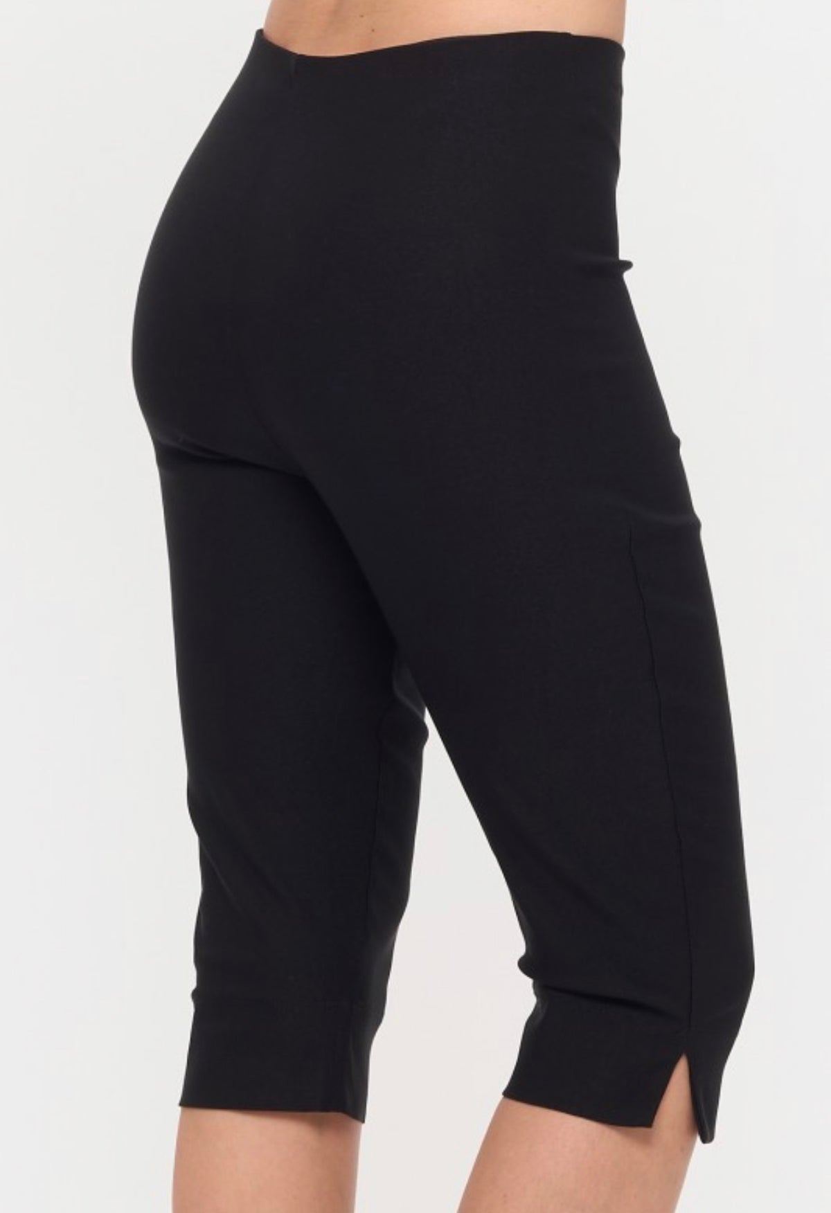 Black Side Slit Capri Pants