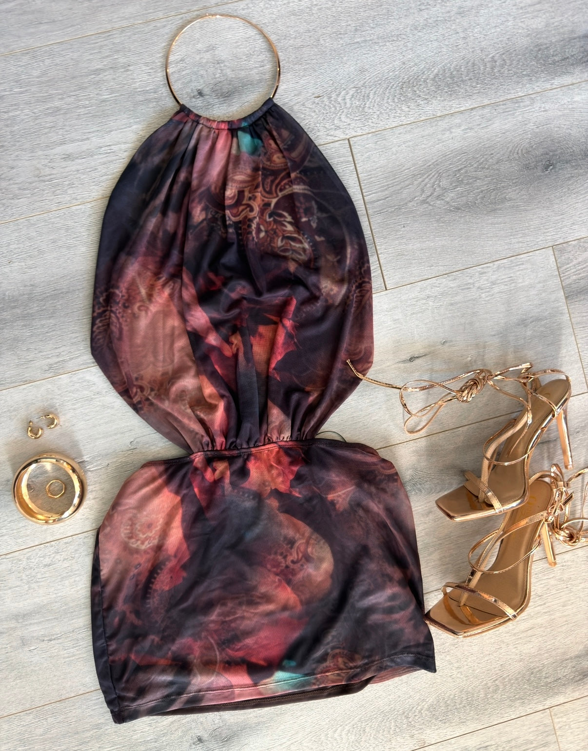 Gold Collar Y2K Inspired Dress