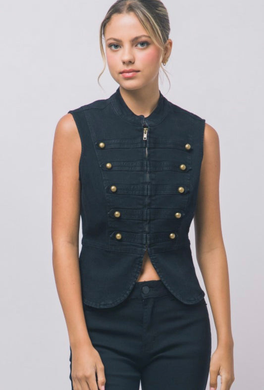 Napolean Military Denim Vest