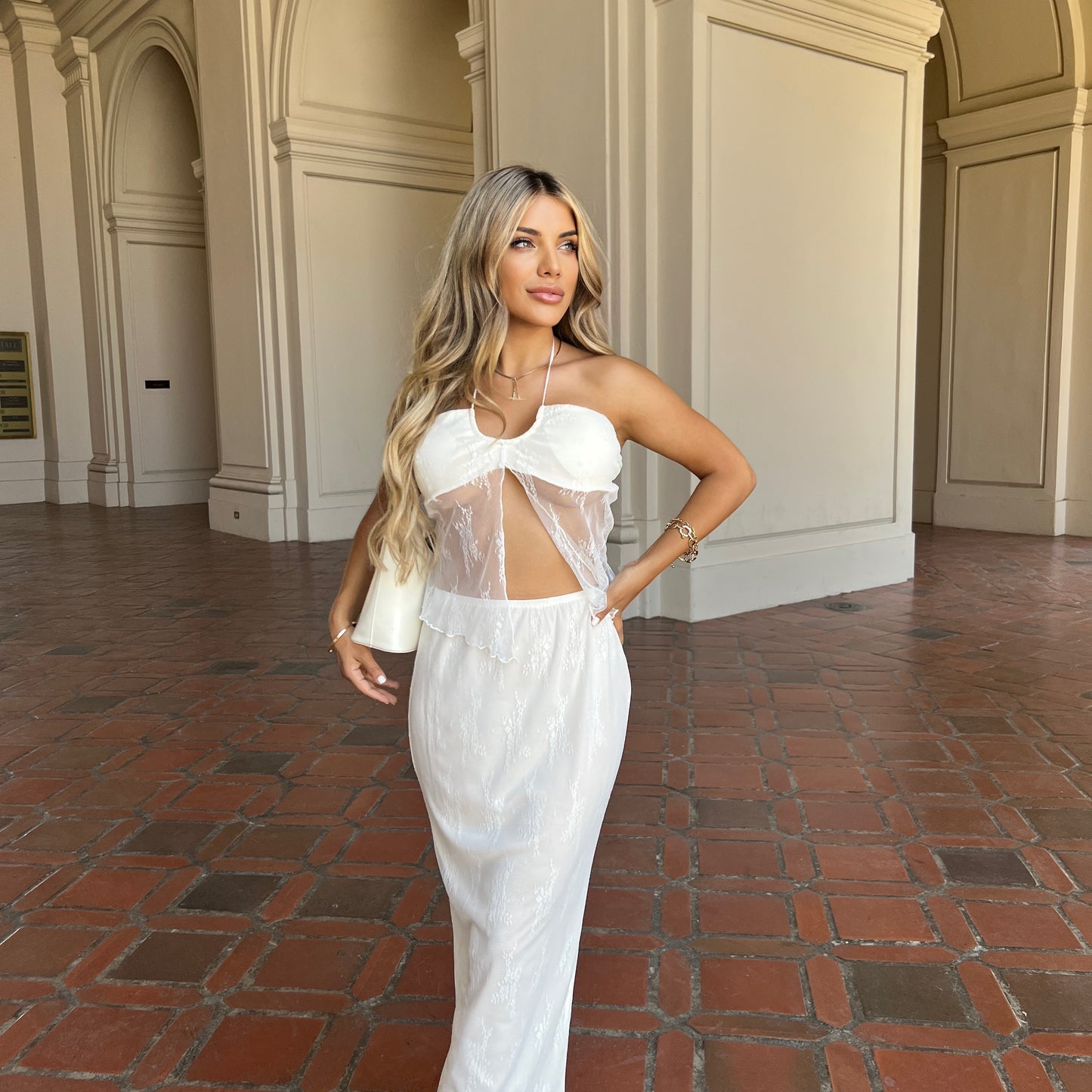 Lace Scrapped Maxi Skirt Set