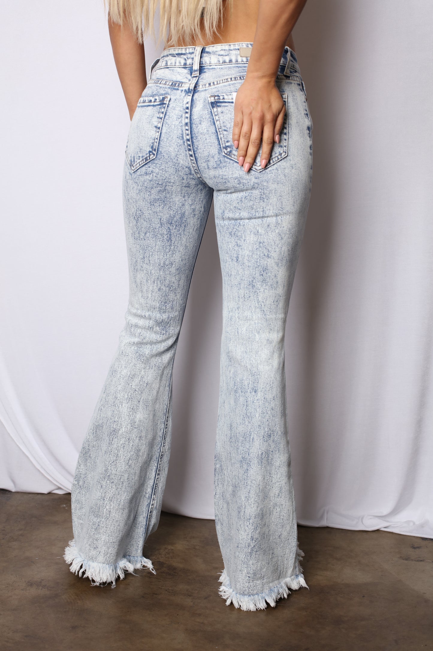 Acid Washed Bell Bottom Jeans