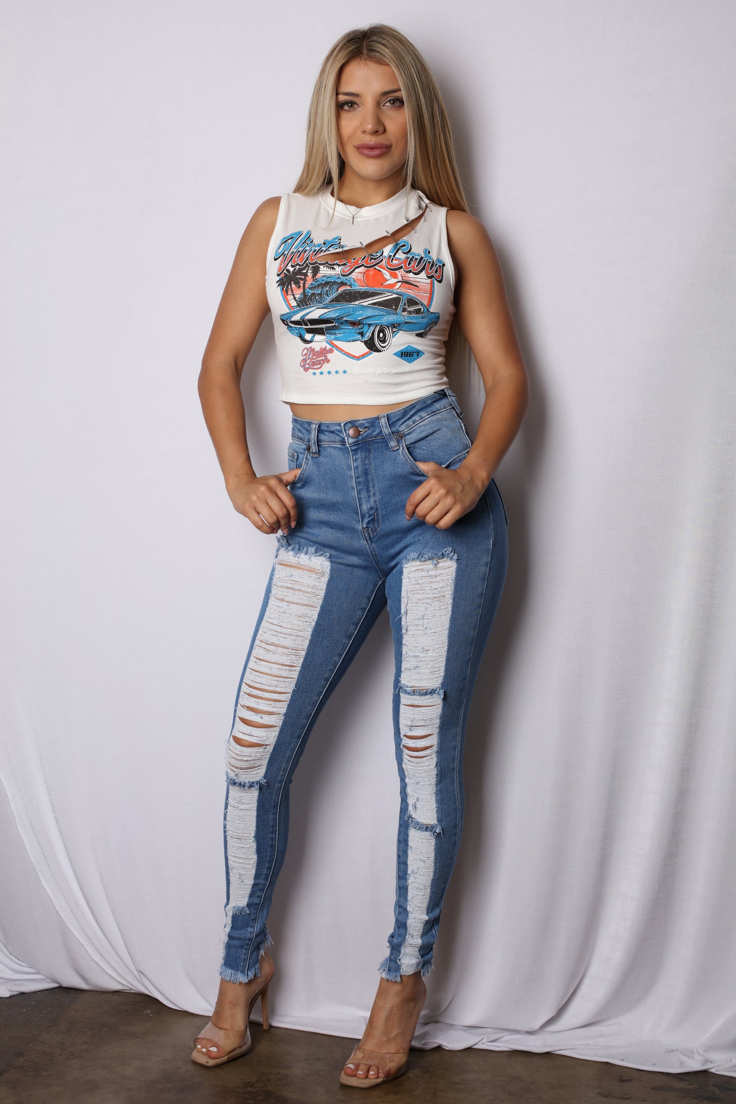 Shreds Hi Rise Skinny Jeans