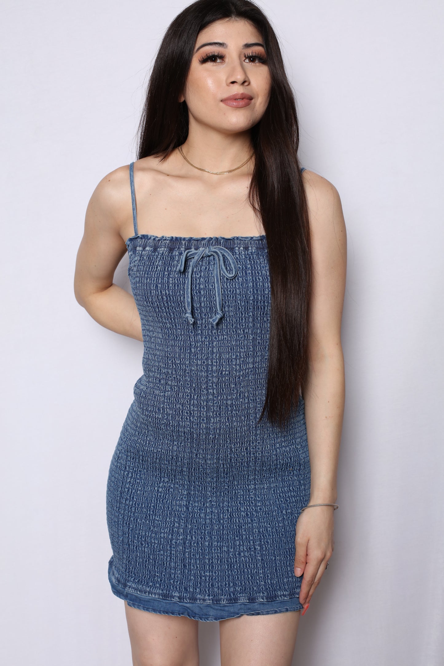 Denim Smocking tube Dress