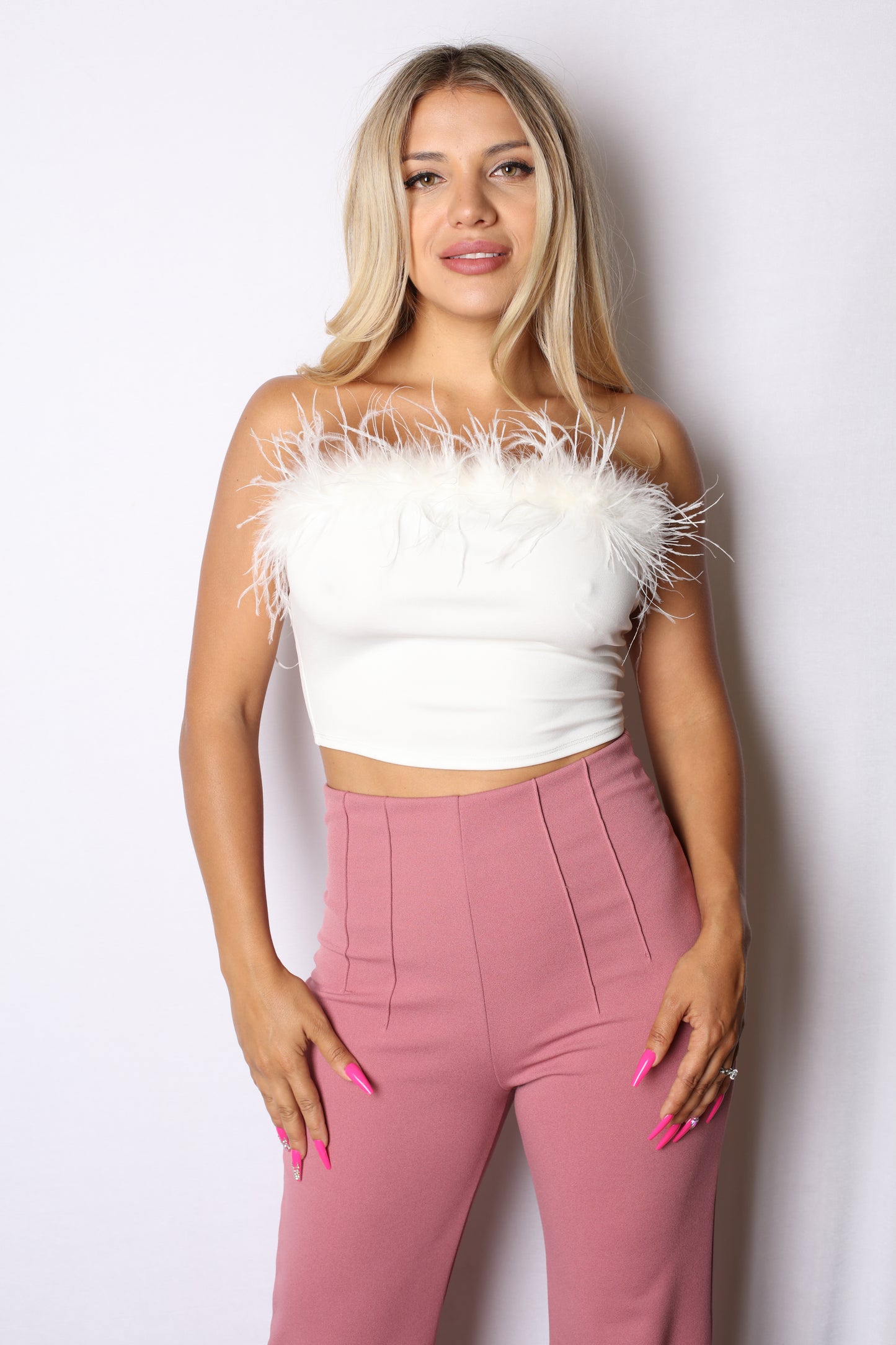 Feather Tube Top White