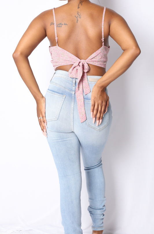 High Rise Distressed Skinnies Light Blue