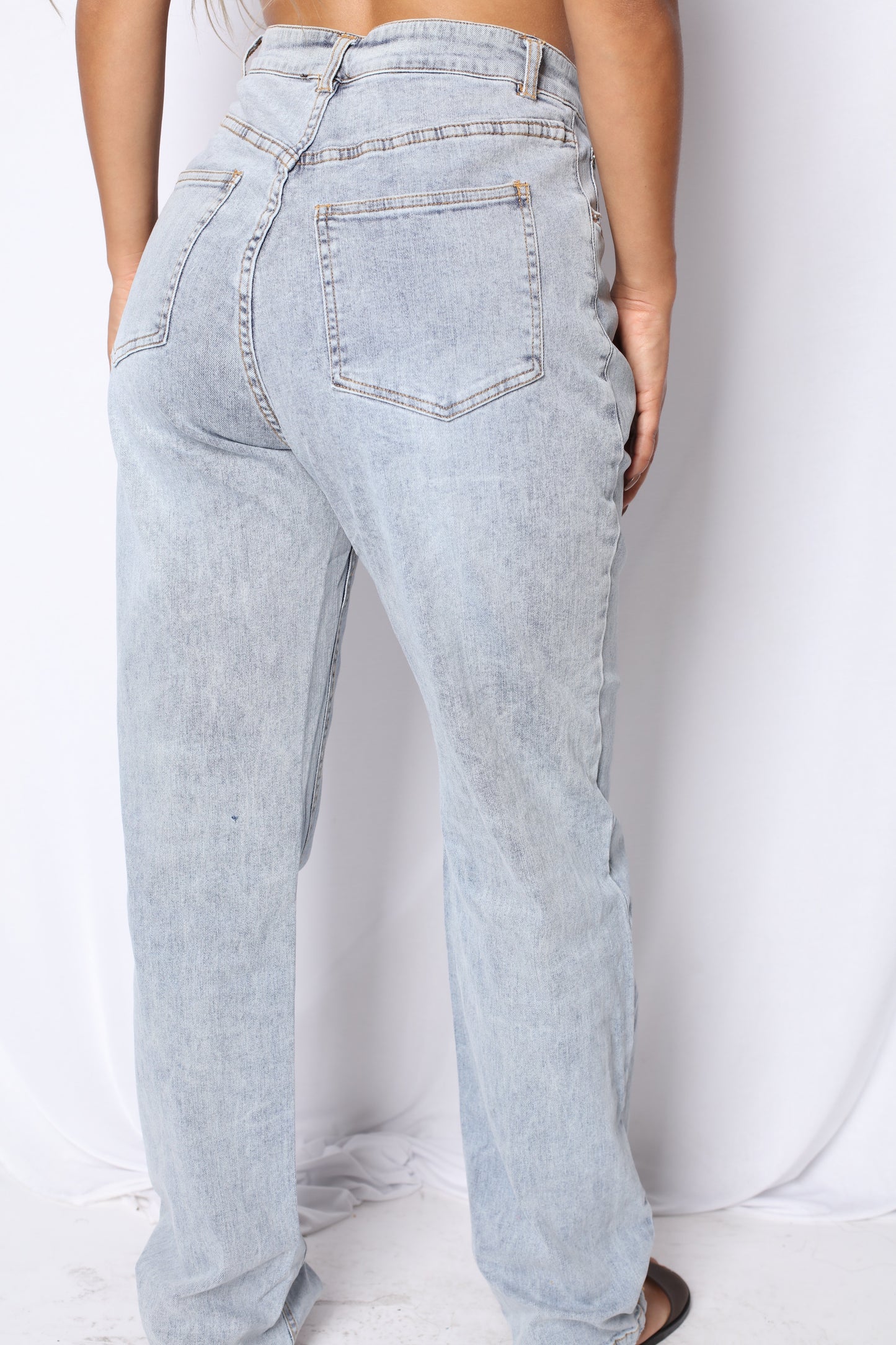 Wrap Over Wide Leg Boyfriend Jeans