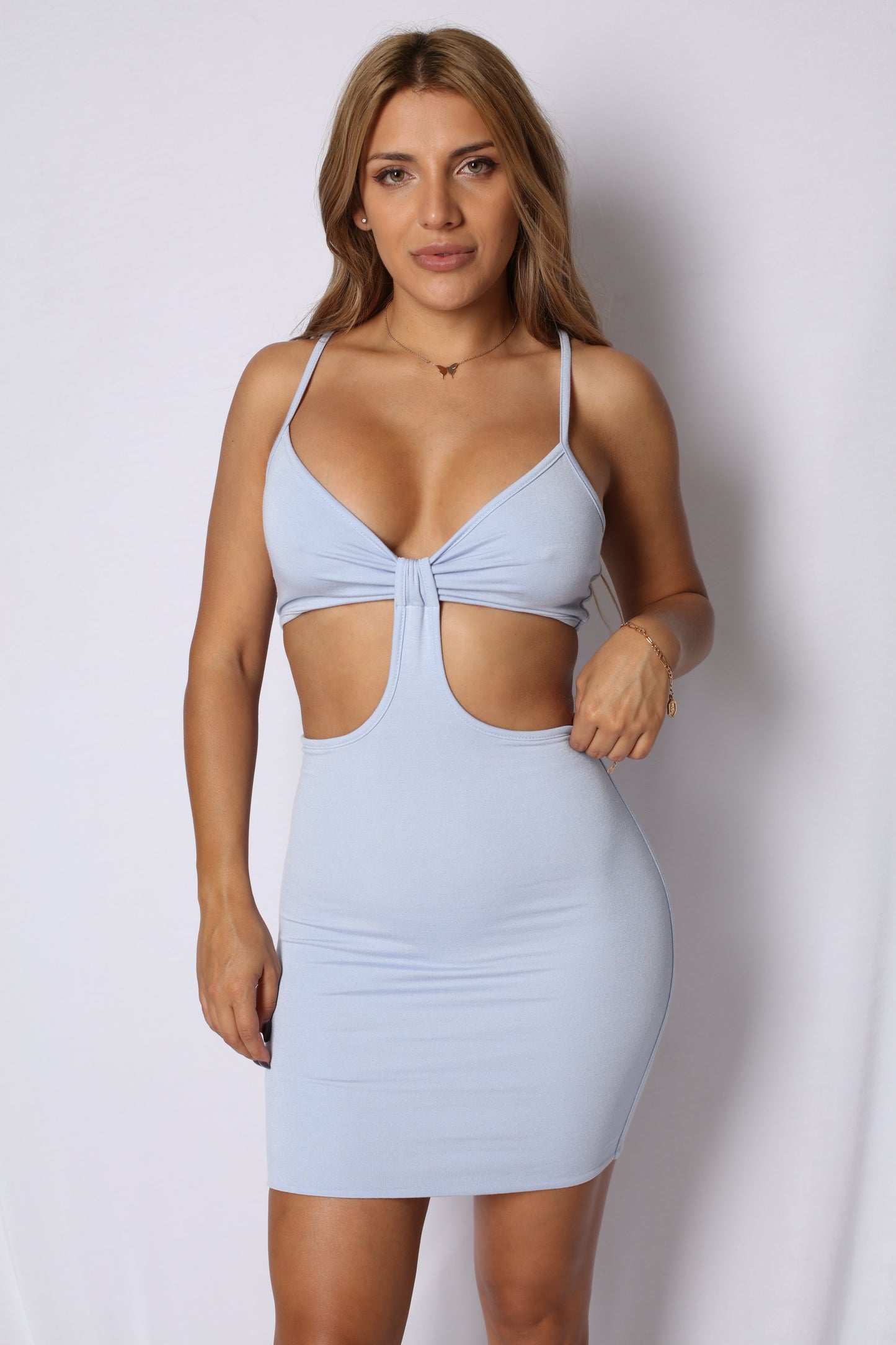 Cutout Mini Dress Denim