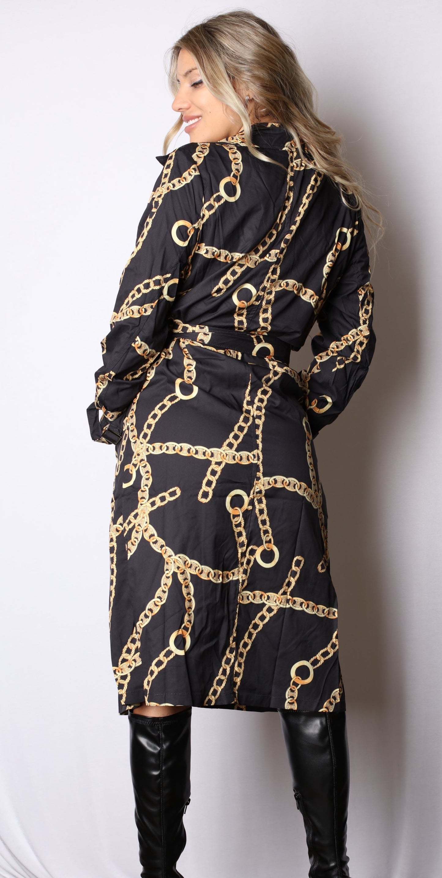 Sace Chain Satin Peacoat trench