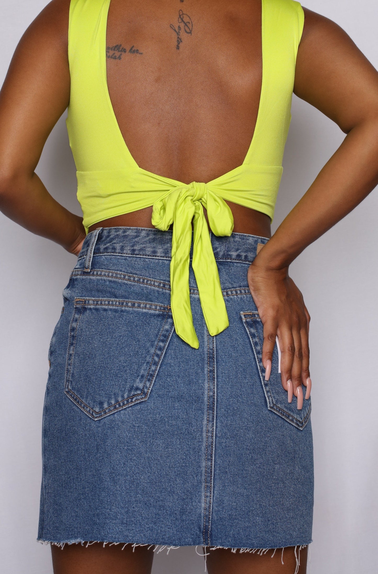 Wrap Button Denim Skirt