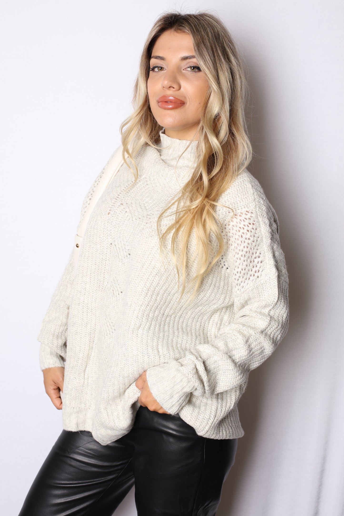 Cream Knit Sweater Dress