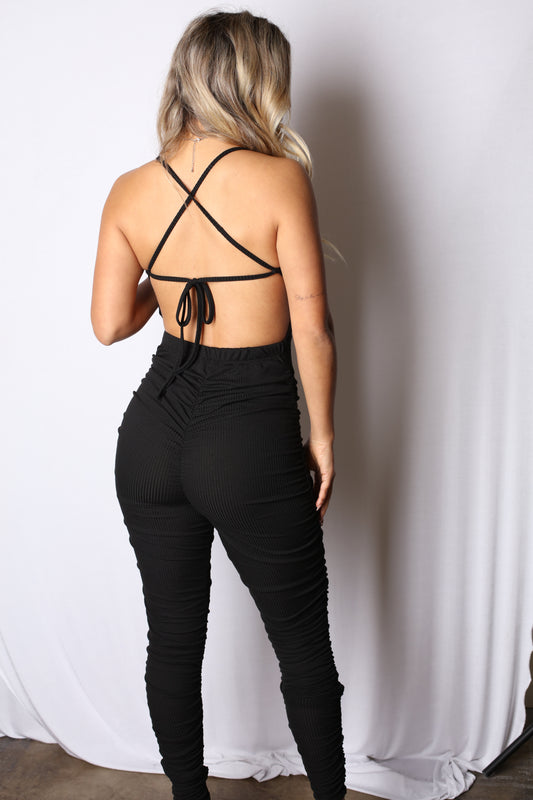 Scrunch Bottom Catsuit Black