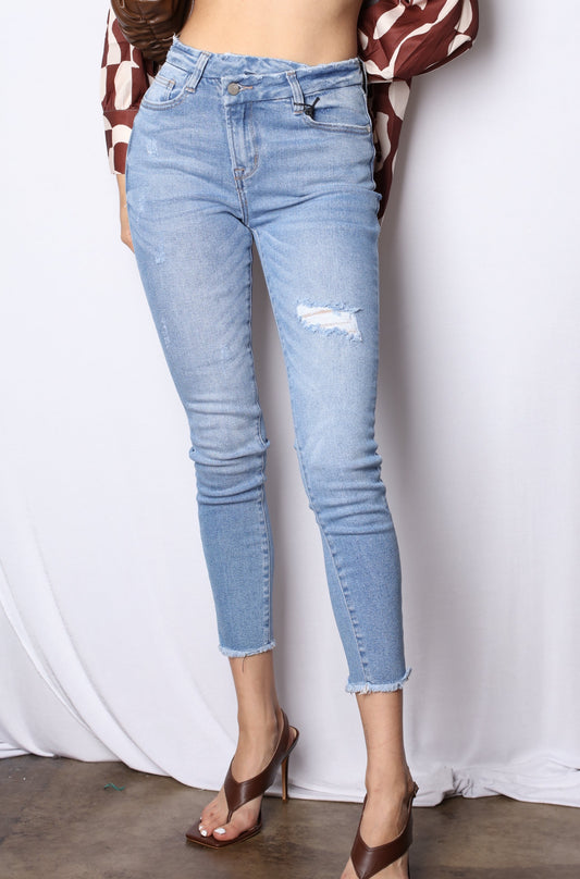 Off Button No Rip Skinny Jeans