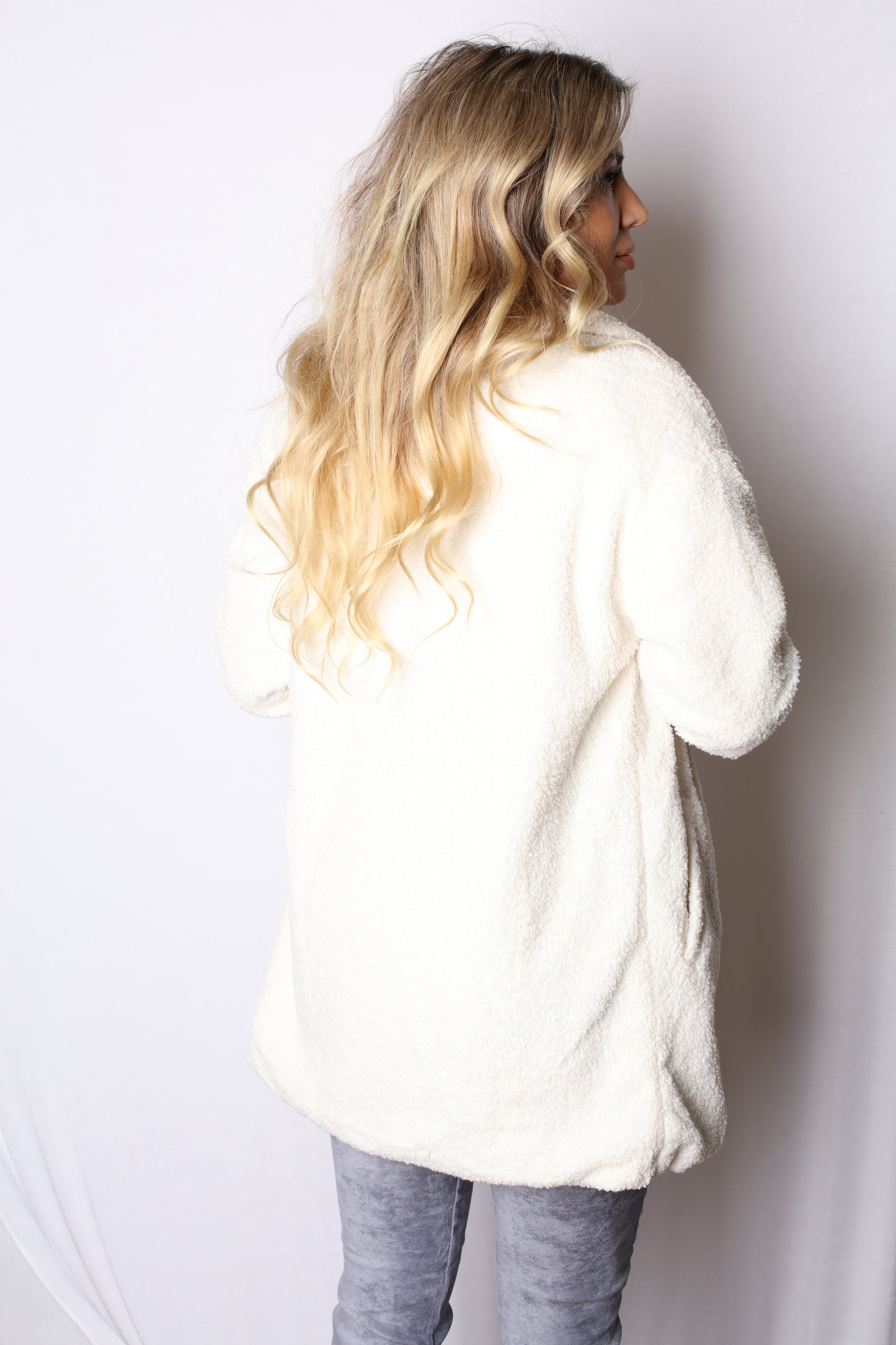 Fur Fuzzy Button Up Coat White