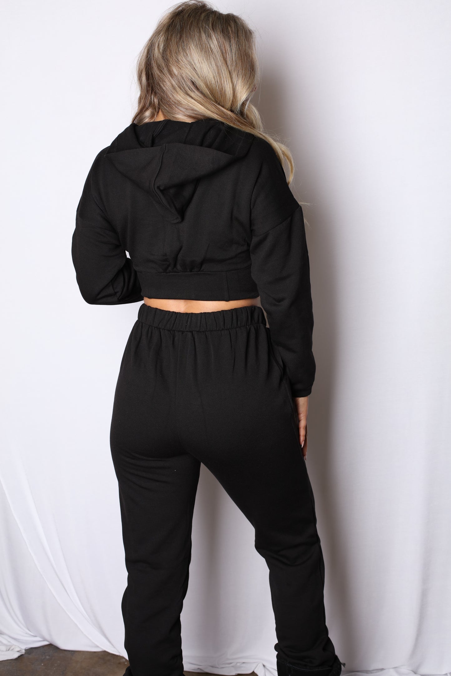 Black Zipped Up Corset Matching Sweat Set