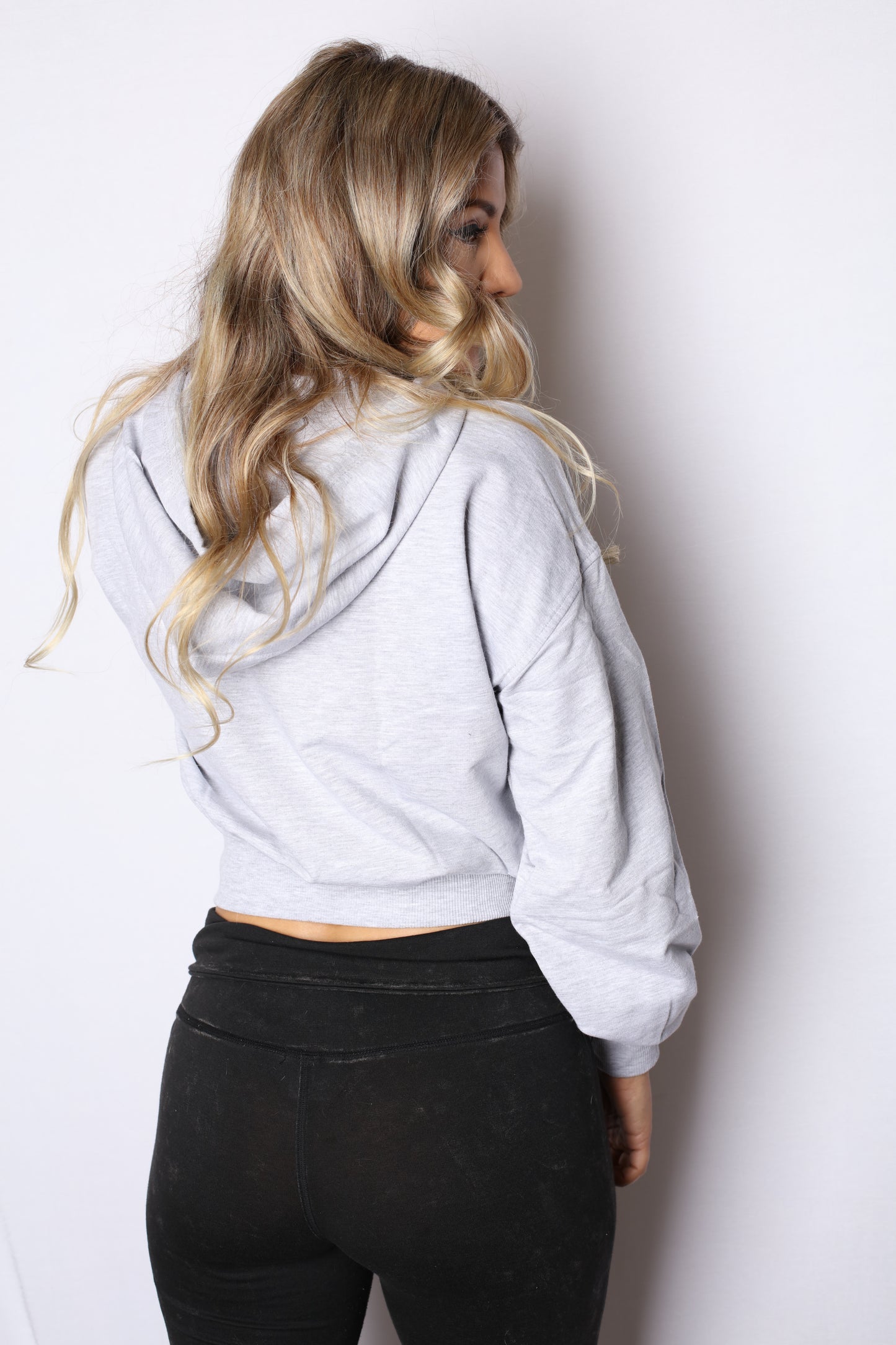 Hoodie Cropped Sweater Gray