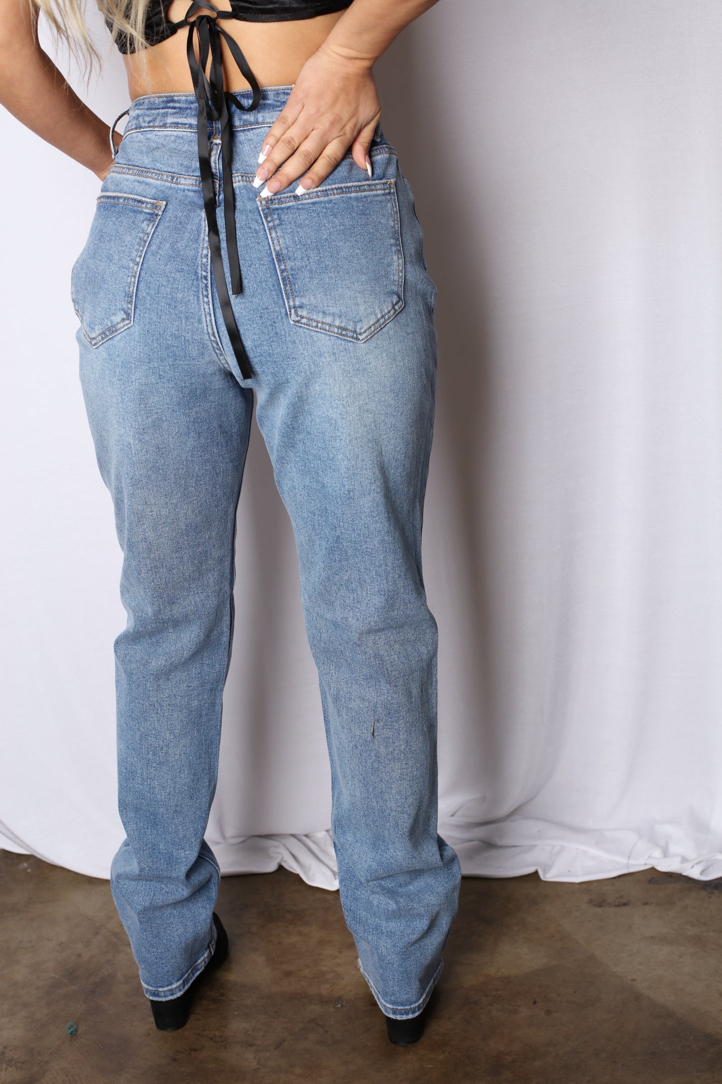 Nicked Up Boyfriend Wide Leg Jeans