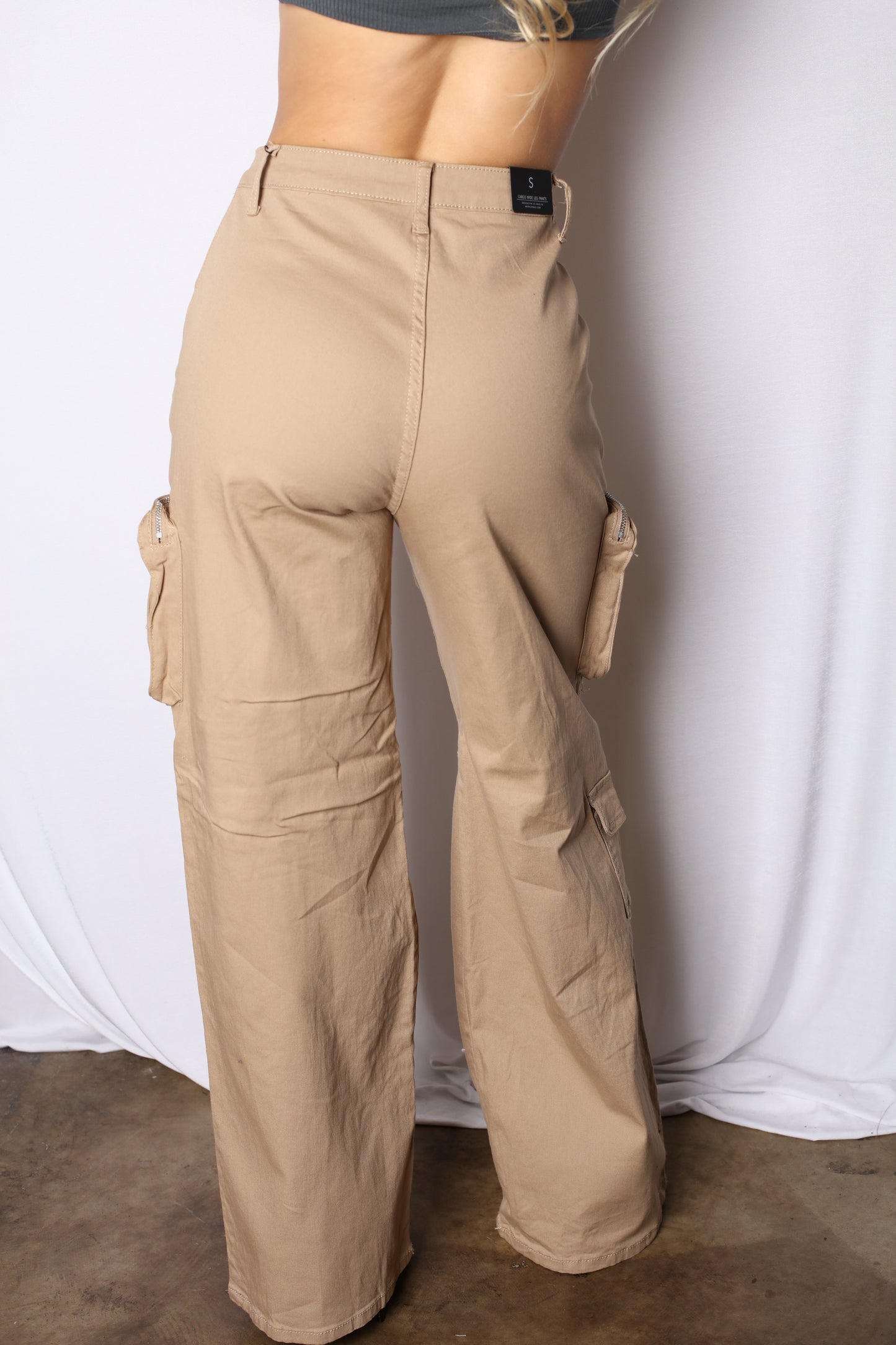 Pocketed Cargo Wide Leg Pants Khaki