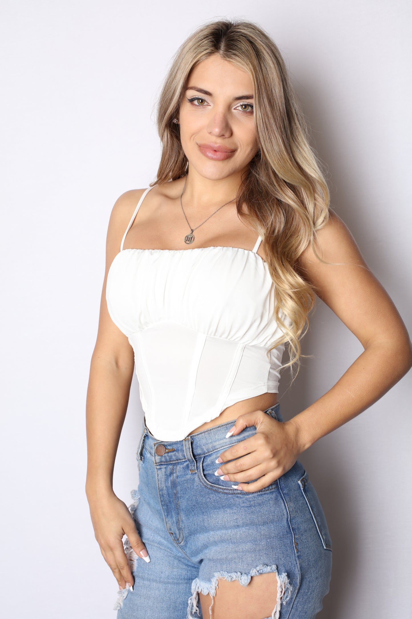 Spring Things Stretch Corset Top White