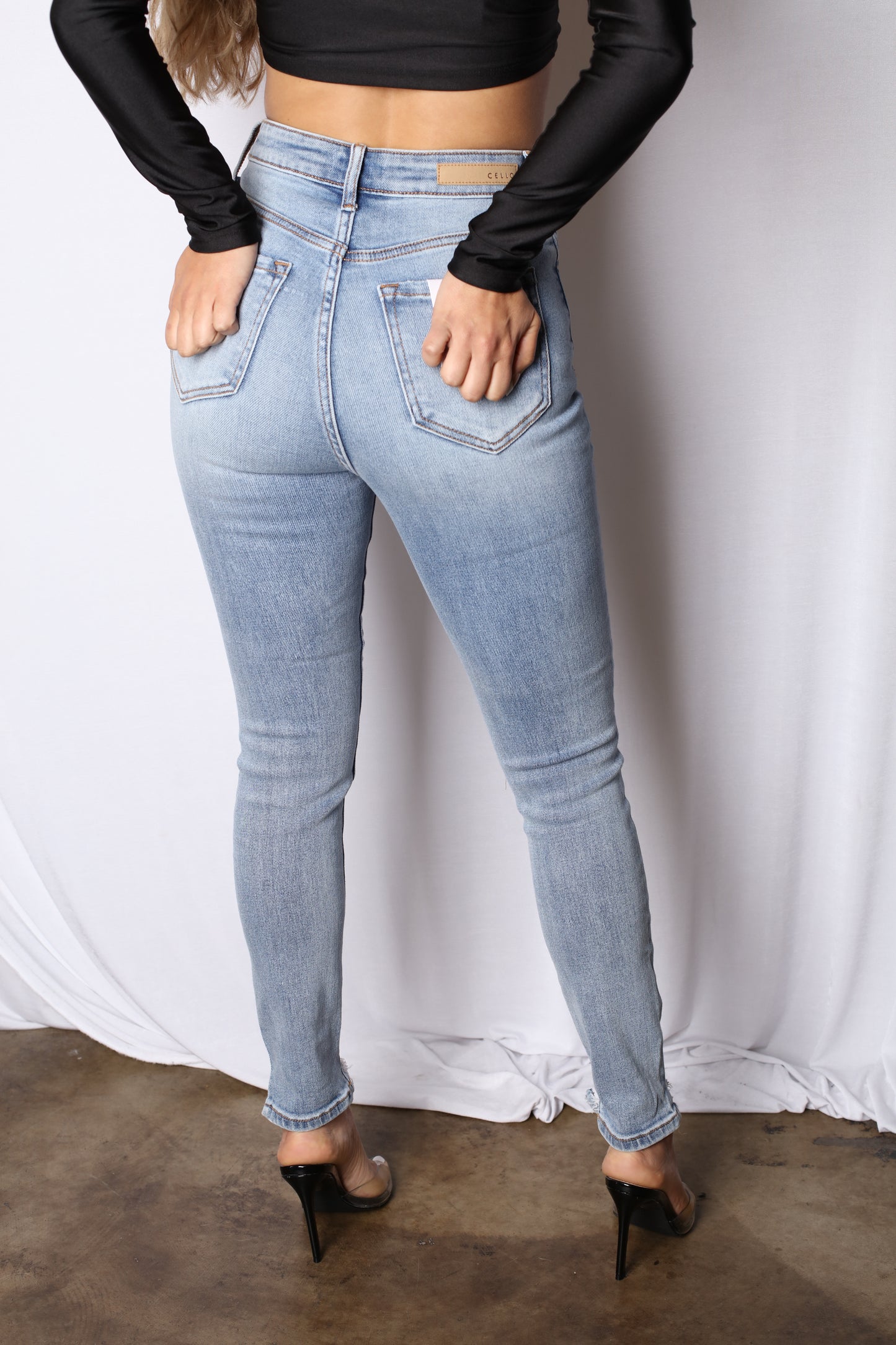 Light Denim Hem Bottom Skinny Jeans