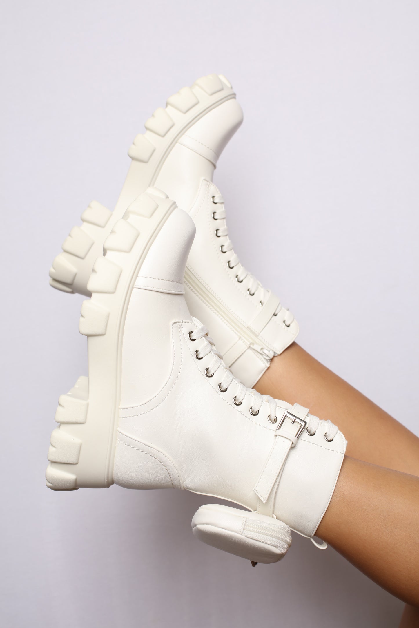Pradon' Combat Boots White