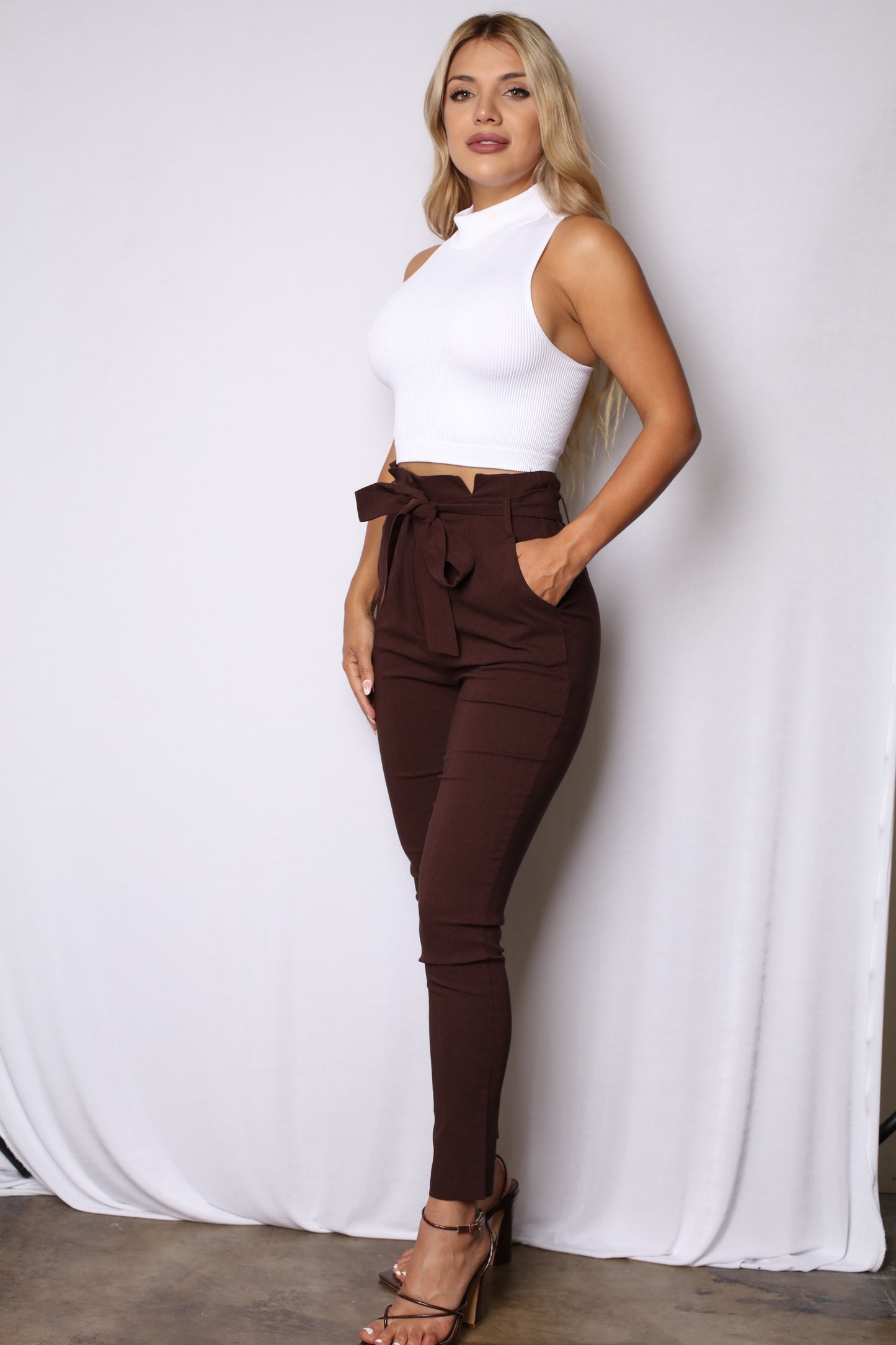 Chocolate Tie Front Trousers