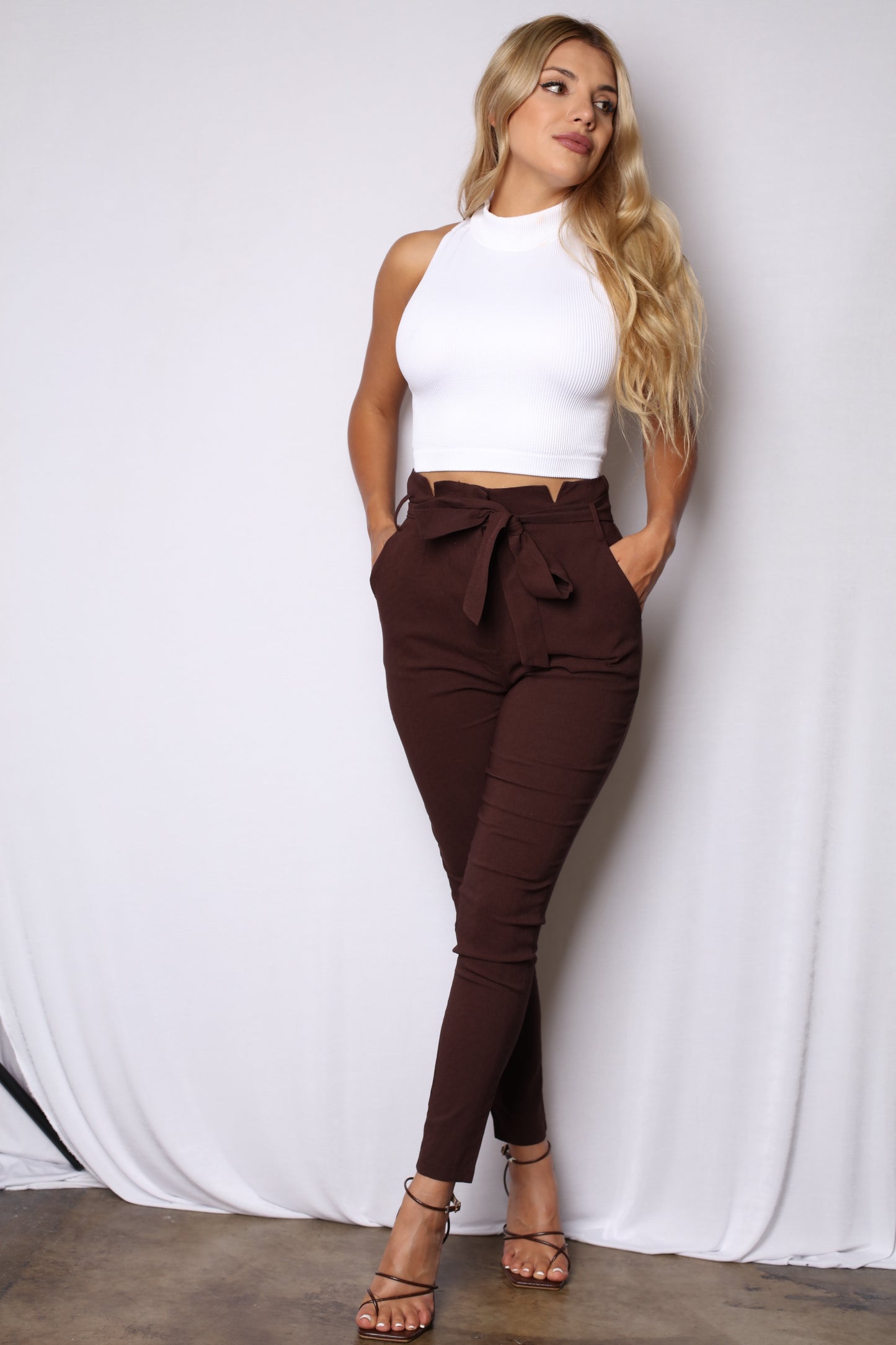 Chocolate Tie Front Trousers