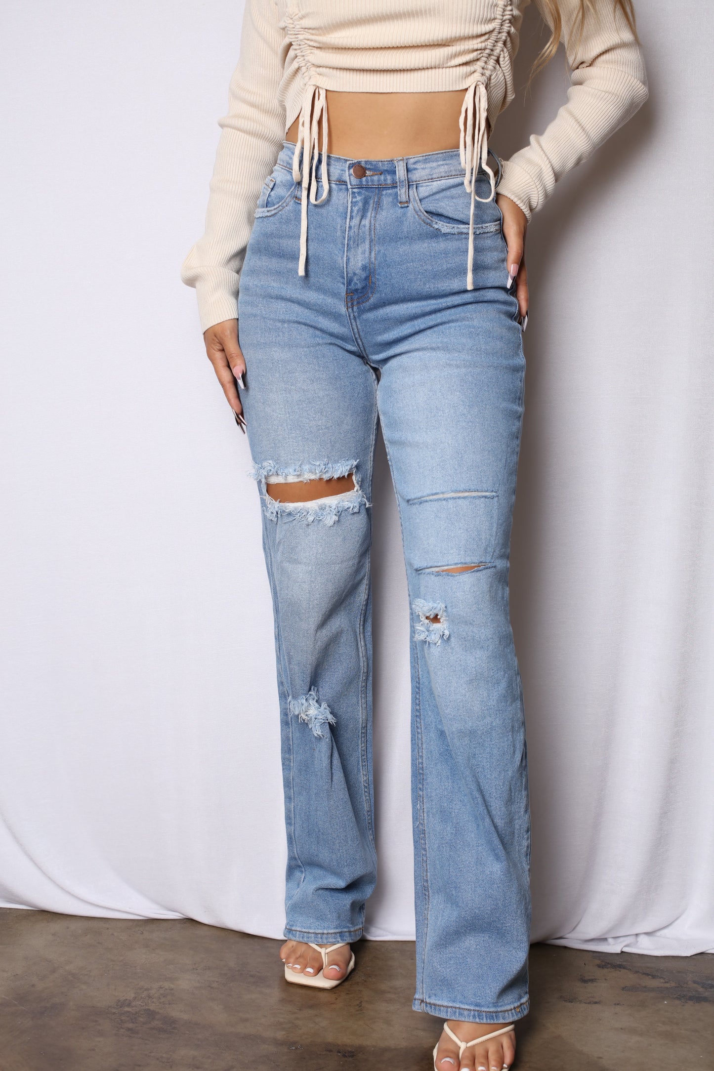 Wide Leg Boyfriend Straight Fit Jeans