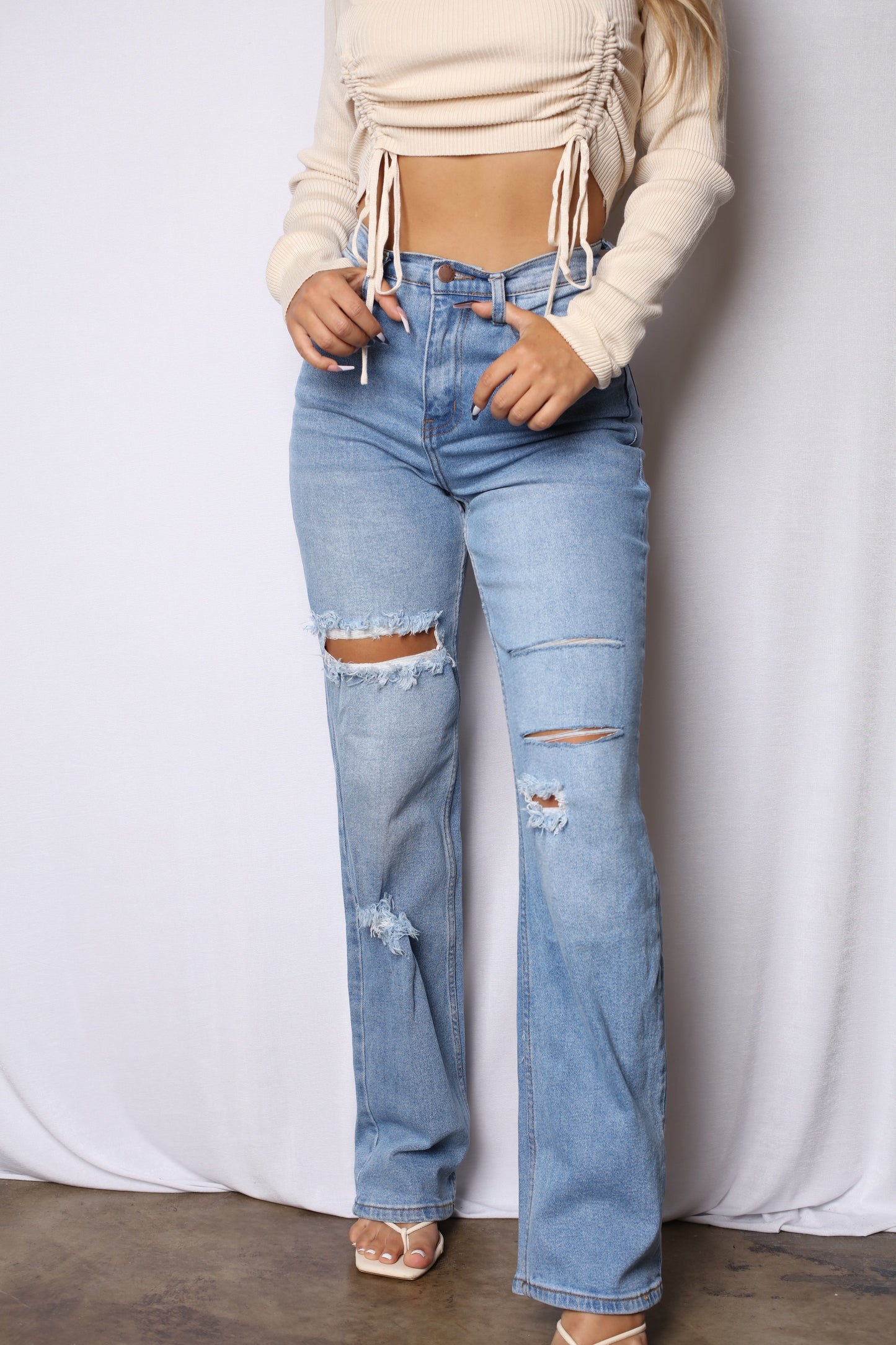 Wide Leg Boyfriend Straight Fit Jeans