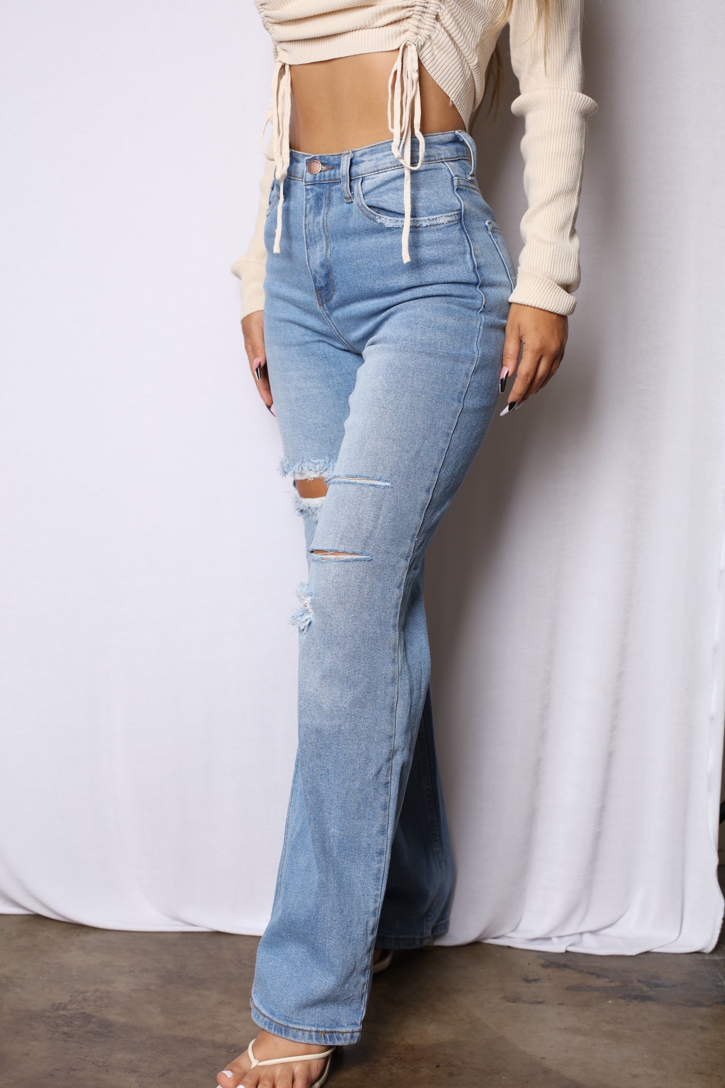 Wide Leg Boyfriend Straight Fit Jeans