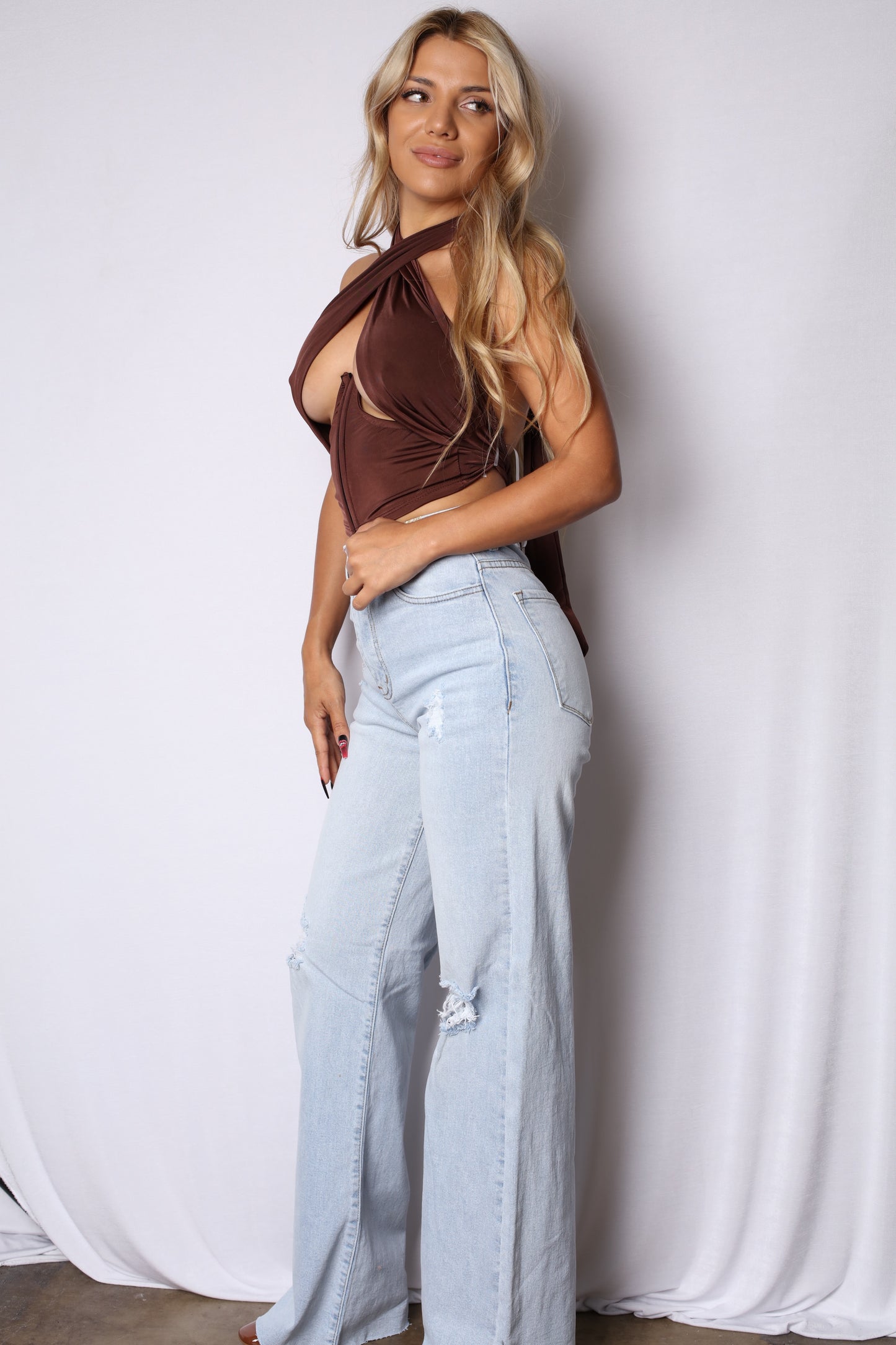 Minimally Processed Wide Leg Hi Rise Boyfriend Jeans