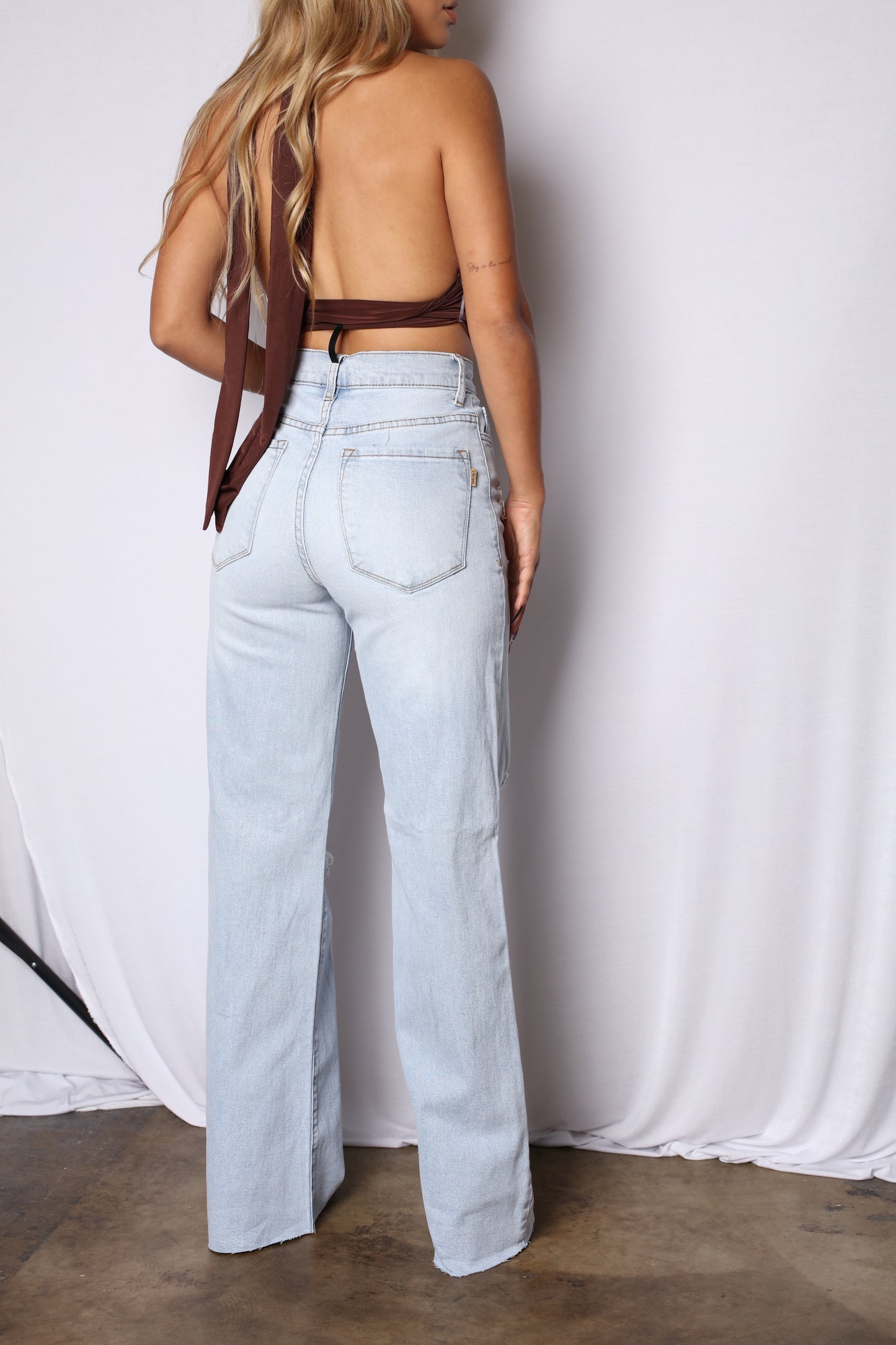 Minimally Processed Wide Leg Hi Rise Boyfriend Jeans