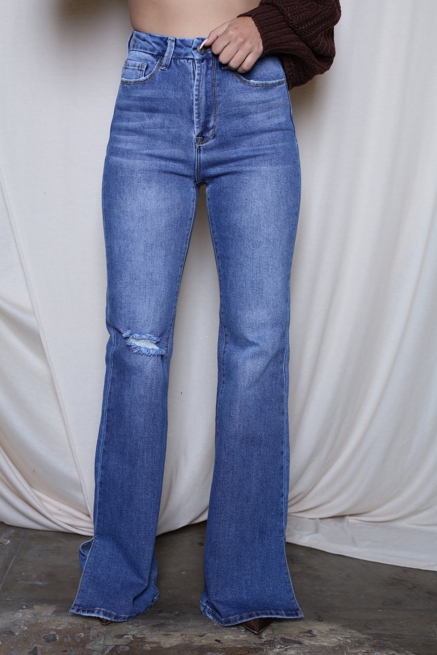 High Rise Split Bell Bottom Jeans